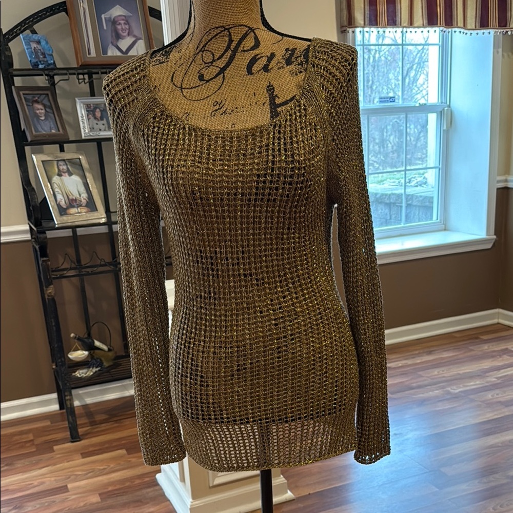 Size medium gold with sparkles open knit sweater
